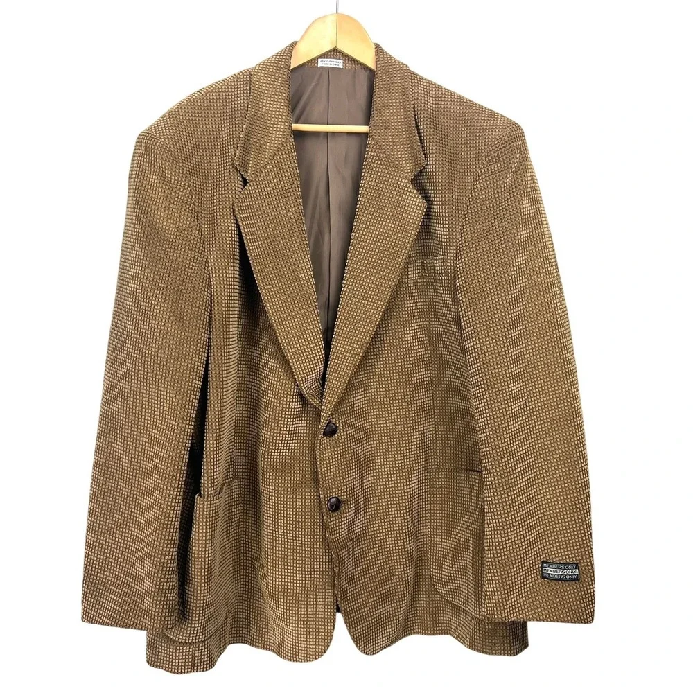 New Members Only Mens Brown Waffle Textured‎ Corduroy Blazer Jacket sz 48 Preppy